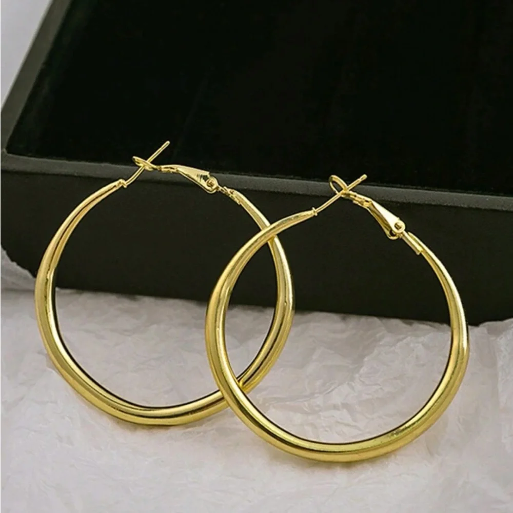 New European style cut hoop earrings - Picture 2 of 3